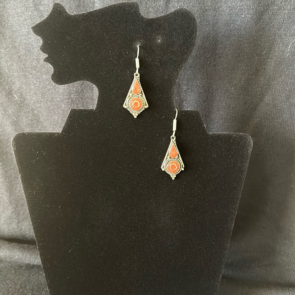 Tibetan Coral Earrings